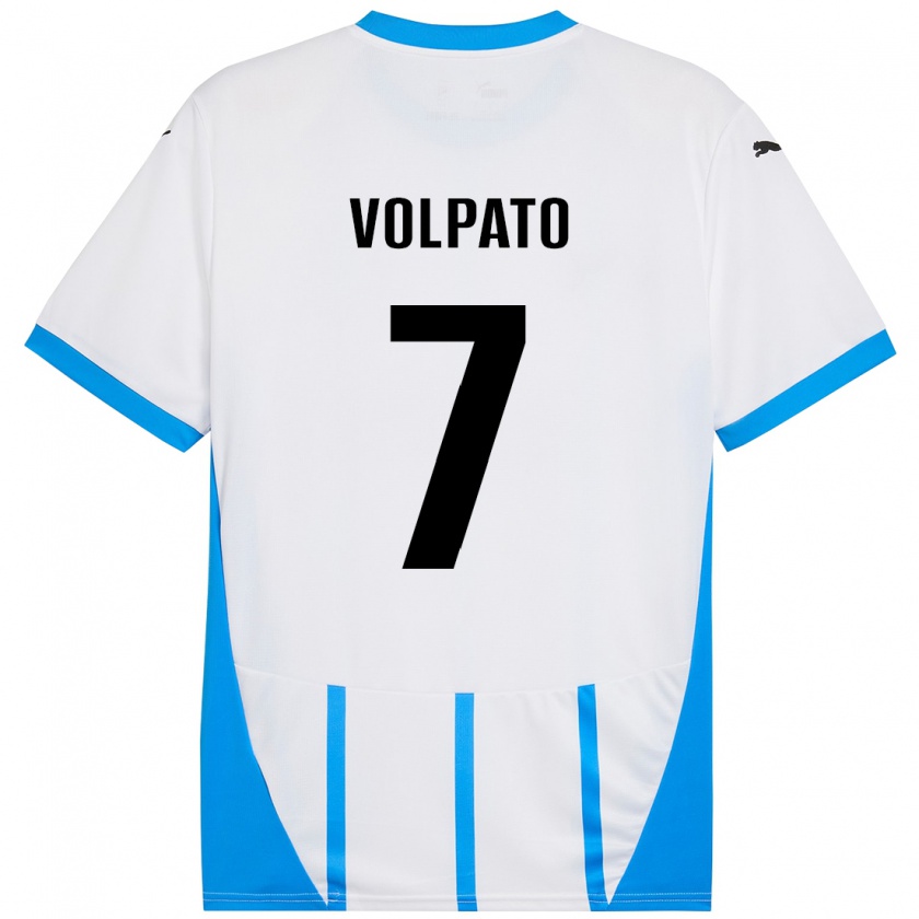 Kandiny Kinderen Cristian Volpato #7 Wit Blauw Uitshirt Uittenue 2024/25 T-Shirt