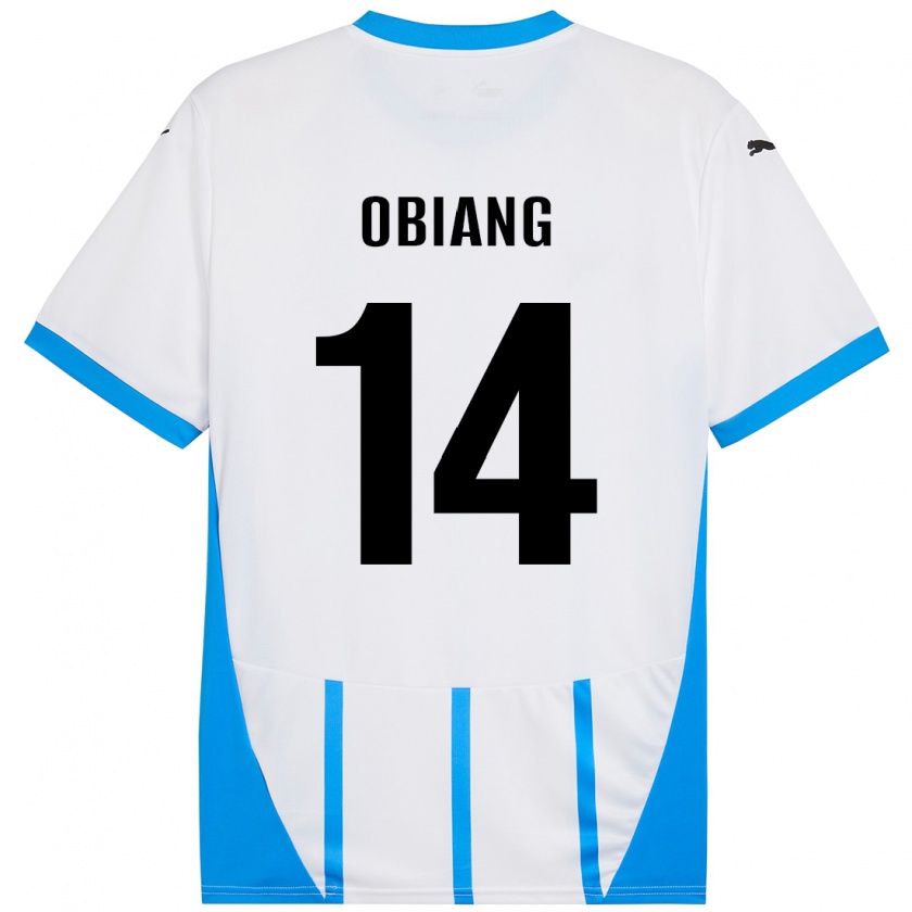 Kandiny Bambino Maglia Pedro Obiang #14 Bianco Blu Kit Gara Away 2024/25 Maglietta