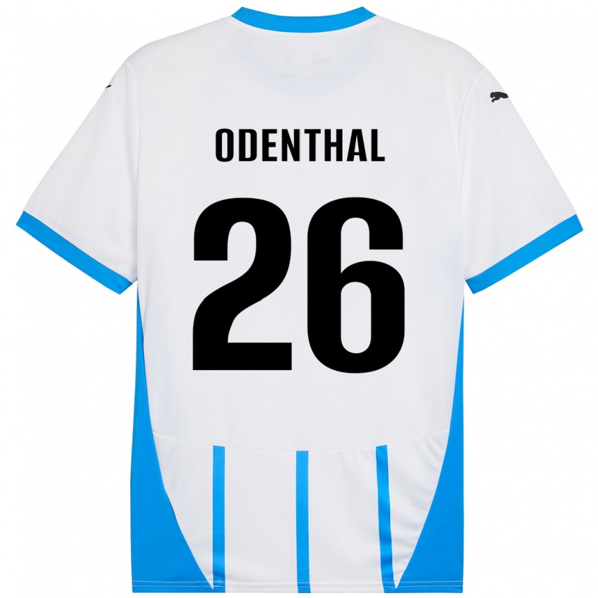 Kandiny Niño Camiseta Cas Odenthal #26 Blanco Azul 2ª Equipación 2024/25 La Camisa México