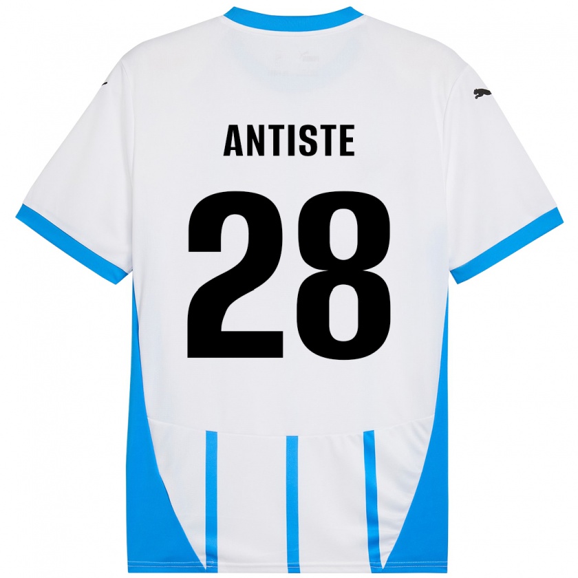 Kandiny Niño Camiseta Janis Antiste #28 Blanco Azul 2ª Equipación 2024/25 La Camisa