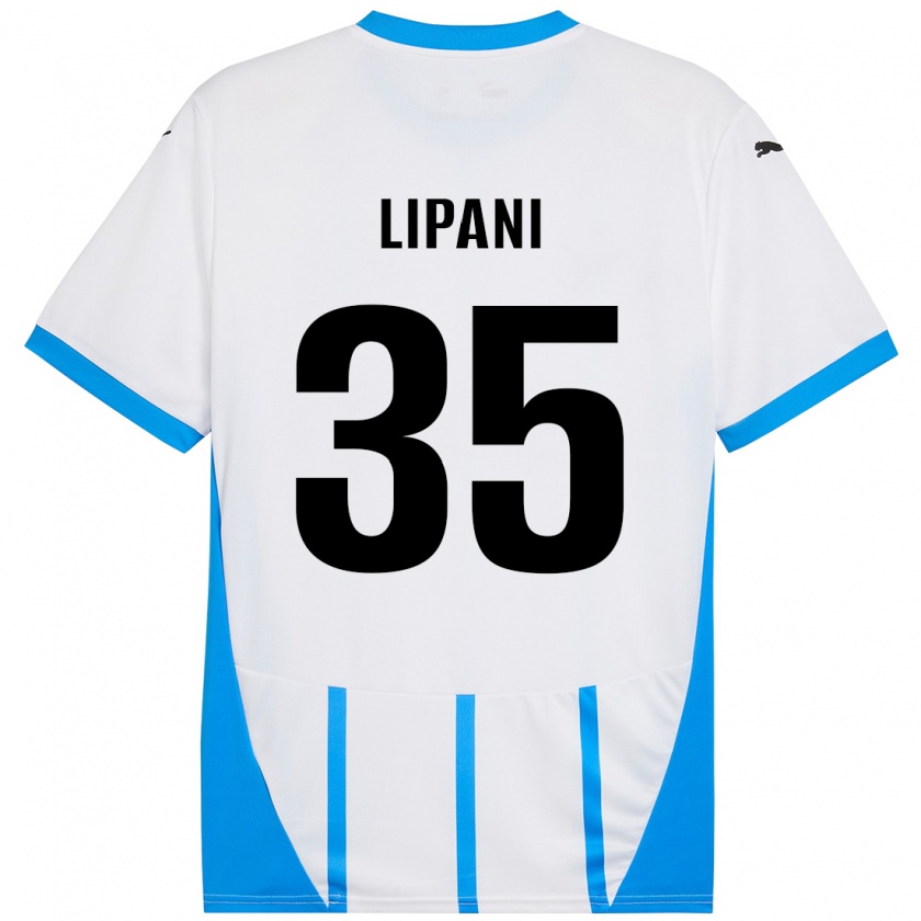 Kandiny Niño Camiseta Luca Lipani #35 Blanco Azul 2ª Equipación 2024/25 La Camisa