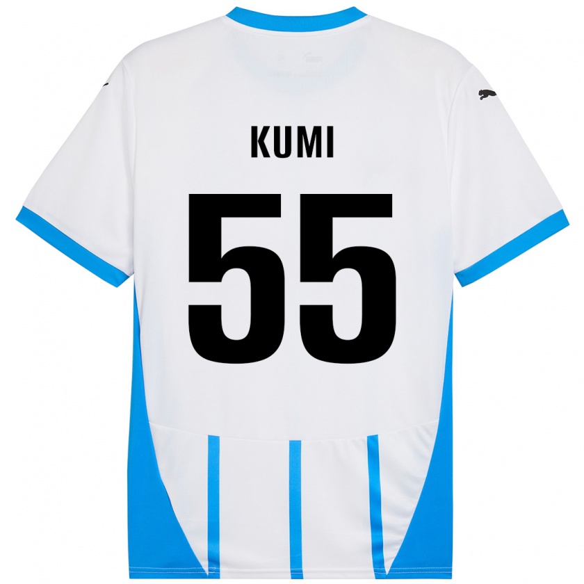 Kandiny Kinderen Justin Kumi #55 Wit Blauw Uitshirt Uittenue 2024/25 T-Shirt