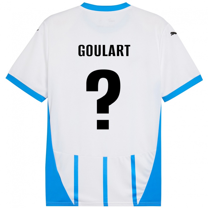 Kandiny Bambino Maglia Yago Goulart #0 Bianco Blu Kit Gara Away 2024/25 Maglietta