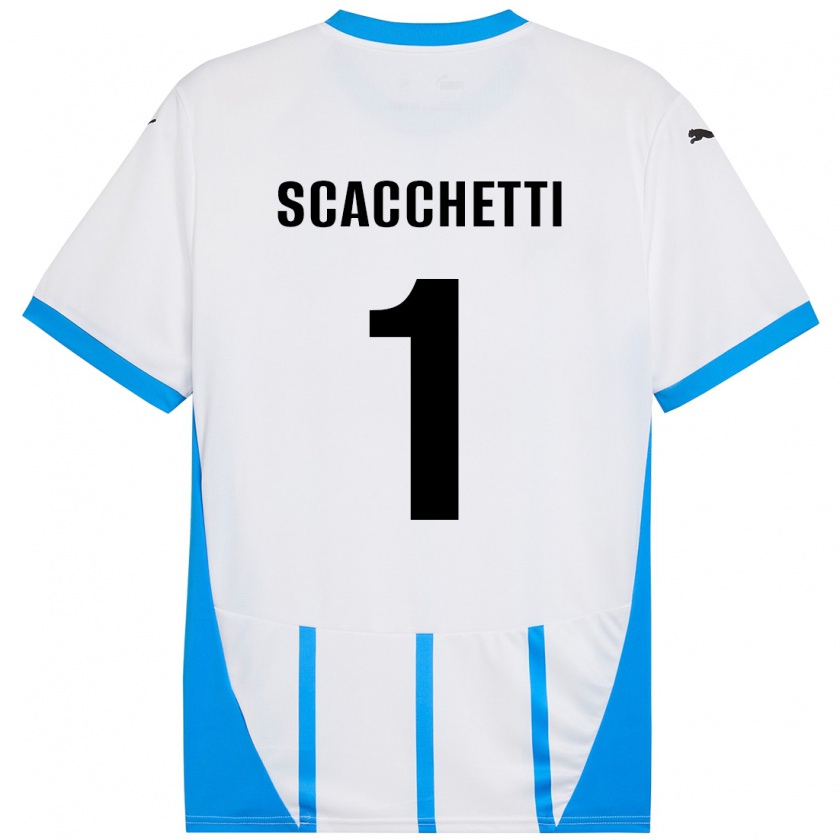 Kandiny Niño Camiseta Alessandro Scacchetti #1 Blanco Azul 2ª Equipación 2024/25 La Camisa México