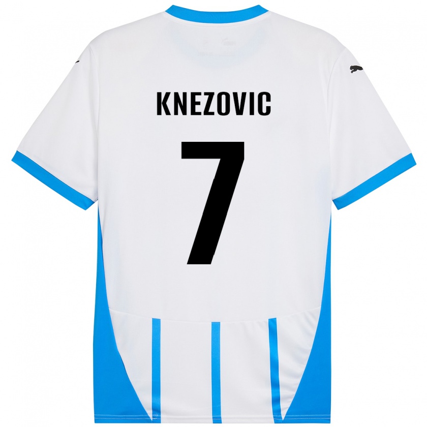 Kandiny Niño Camiseta Borna Knezovic #7 Blanco Azul 2ª Equipación 2024/25 La Camisa