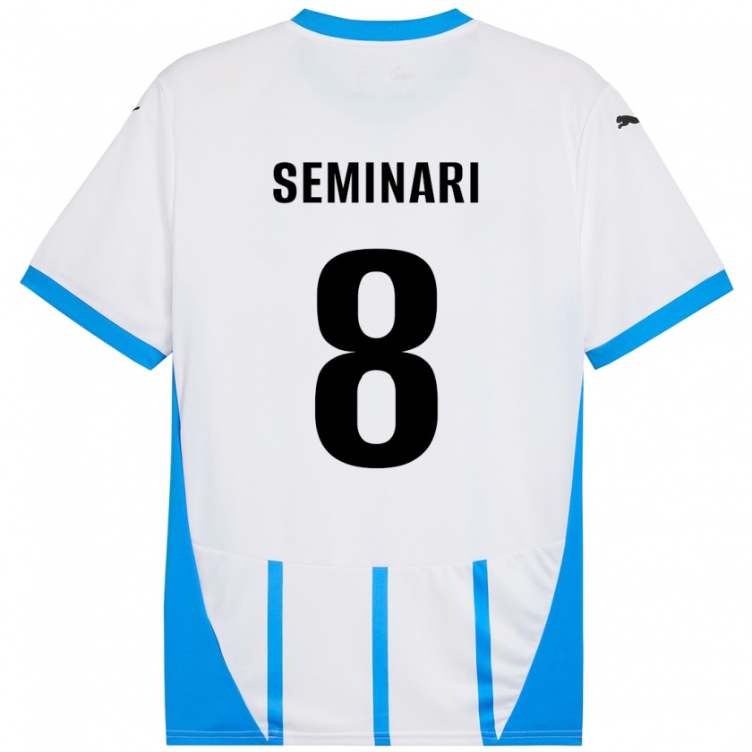 KandinyキッズGiacomo Seminari#8ホワイト ブルーアウェイシャツ2024/25ジャージーユニフォーム