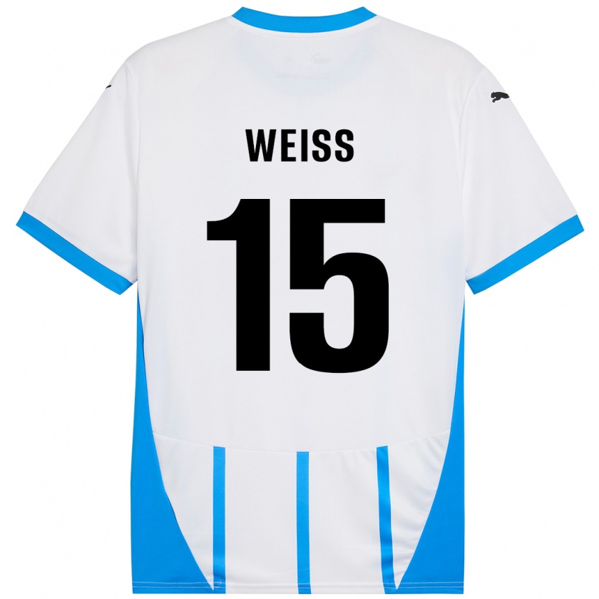 Kandiny Niño Camiseta David Weiss #15 Blanco Azul 2ª Equipación 2024/25 La Camisa México