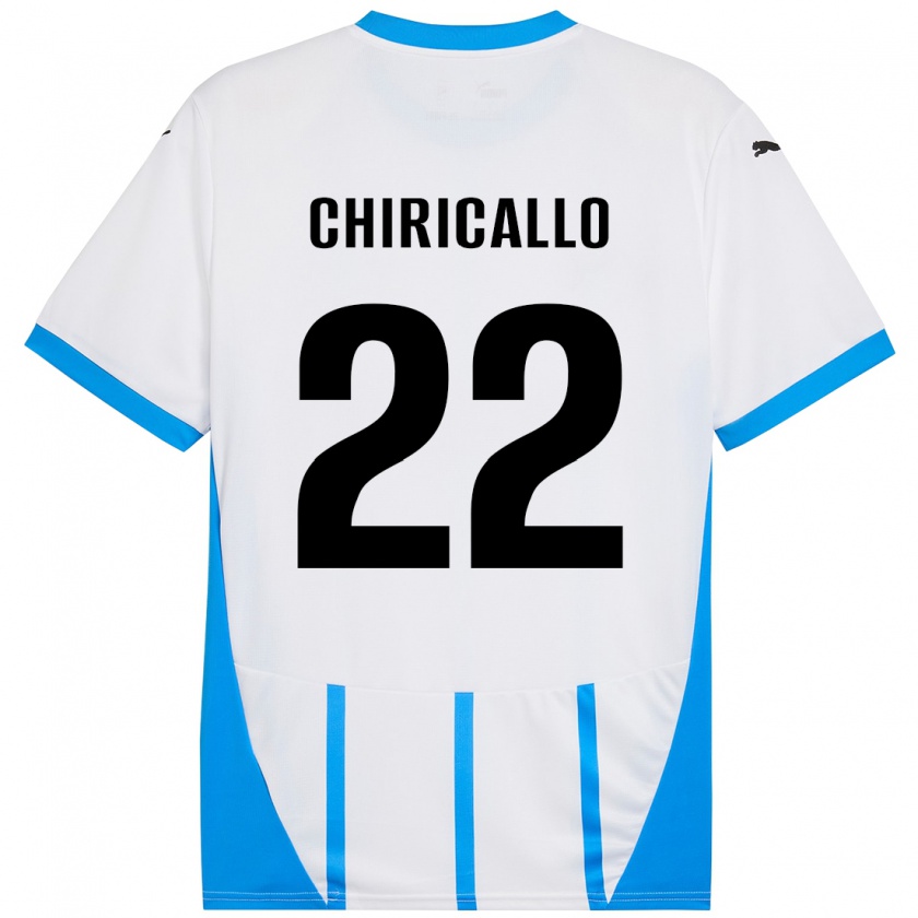 Kandiny Bambino Maglia Giovanni Chiricallo #22 Bianco Blu Kit Gara Away 2024/25 Maglietta