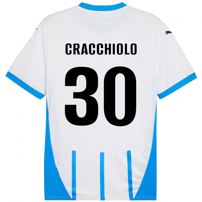 Kandiny Kinderen Leonardo Cracchiolo #30 Wit Blauw Uitshirt Uittenue 2024/25 T-Shirt