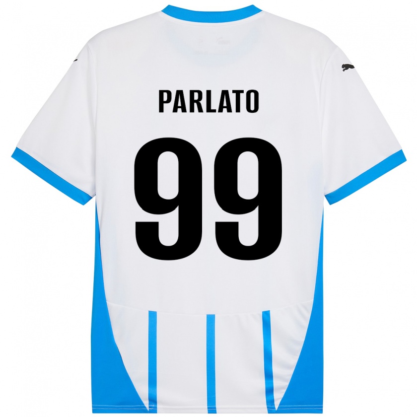 Kandiny Niño Camiseta Claudio Parlato #99 Blanco Azul 2ª Equipación 2024/25 La Camisa