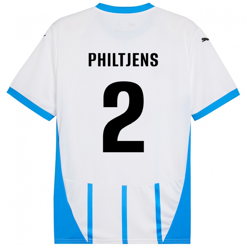 KandinyキッズDavina Philtjens#2ホワイト ブルーアウェイシャツ2024/25ジャージーユニフォーム