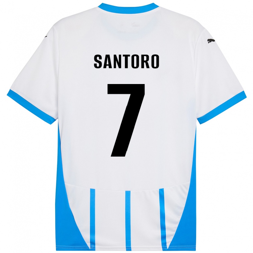 Kandiny Bambino Maglia Erika Santoro #7 Bianco Blu Kit Gara Away 2024/25 Maglietta