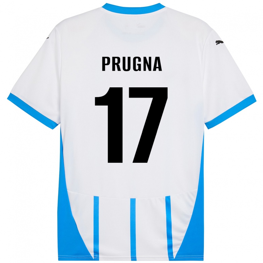 Kandiny Niño Camiseta Cecilia Prugna #17 Blanco Azul 2ª Equipación 2024/25 La Camisa