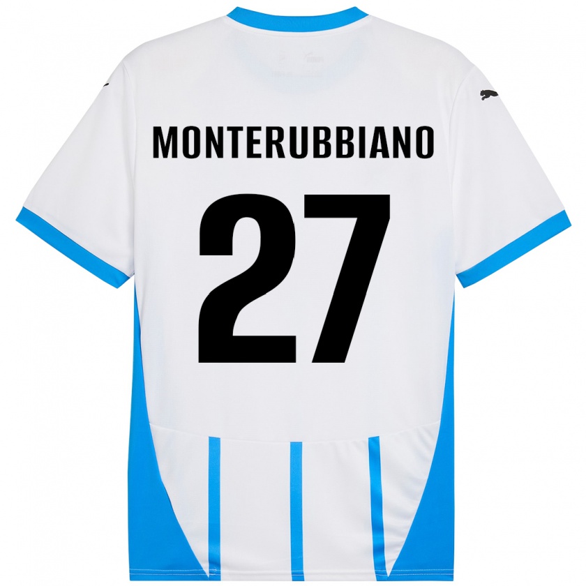 Kandiny Criança Camisola Valeria Monterubbiano #27 Azul Branco Alternativa 2024/25 Camisa Brasil