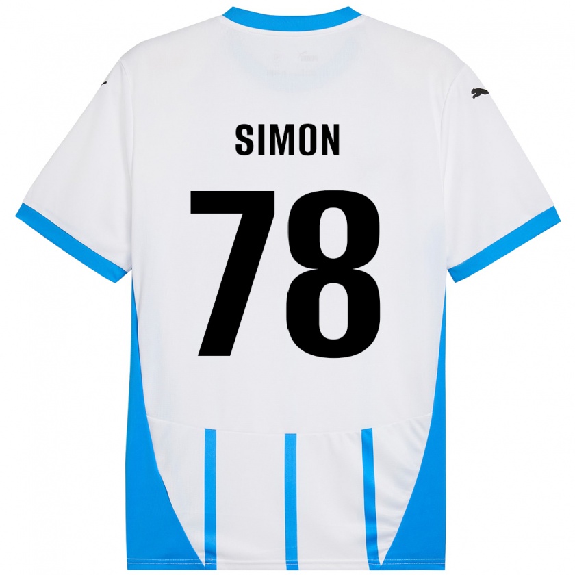 Kandiny Bambino Maglia Bénédicte Simon #78 Bianco Blu Kit Gara Away 2024/25 Maglietta