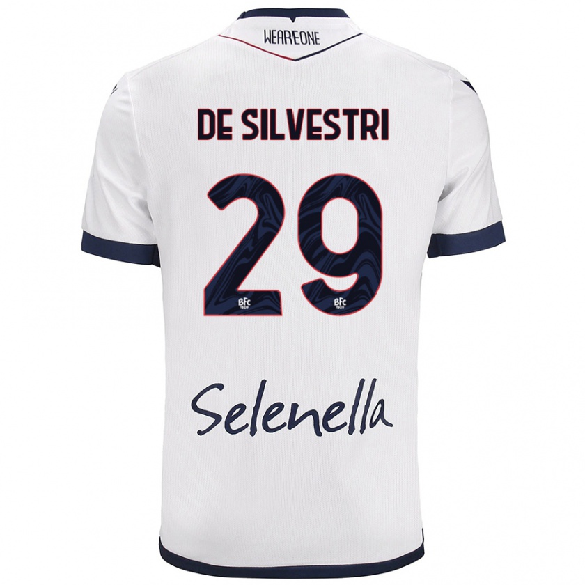 Kandiny Bambino Maglia Lorenzo De Silvestri #29 Bianco Blu Reale Kit Gara Away 2024/25 Maglietta