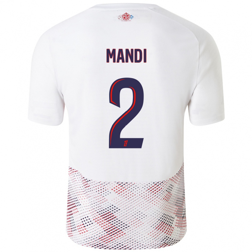 Kandiny Niño Camiseta Aïssa Mandi #2 Blanco Azul Real 2ª Equipación 2024/25 La Camisa