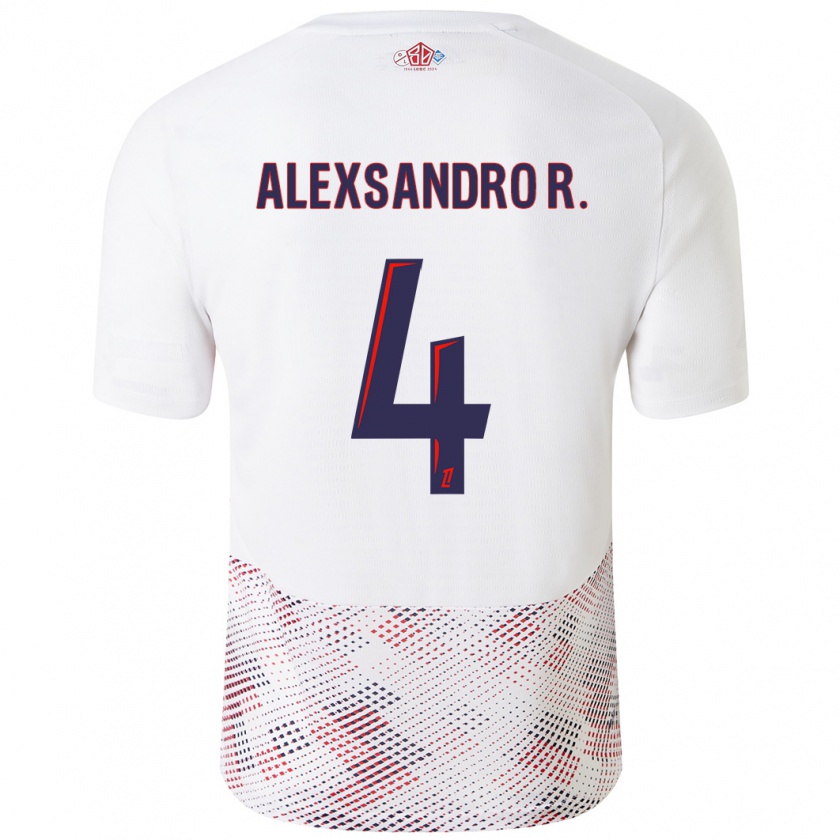 Kandiny Niño Camiseta Alexsandro #4 Blanco Azul Real 2ª Equipación 2024/25 La Camisa