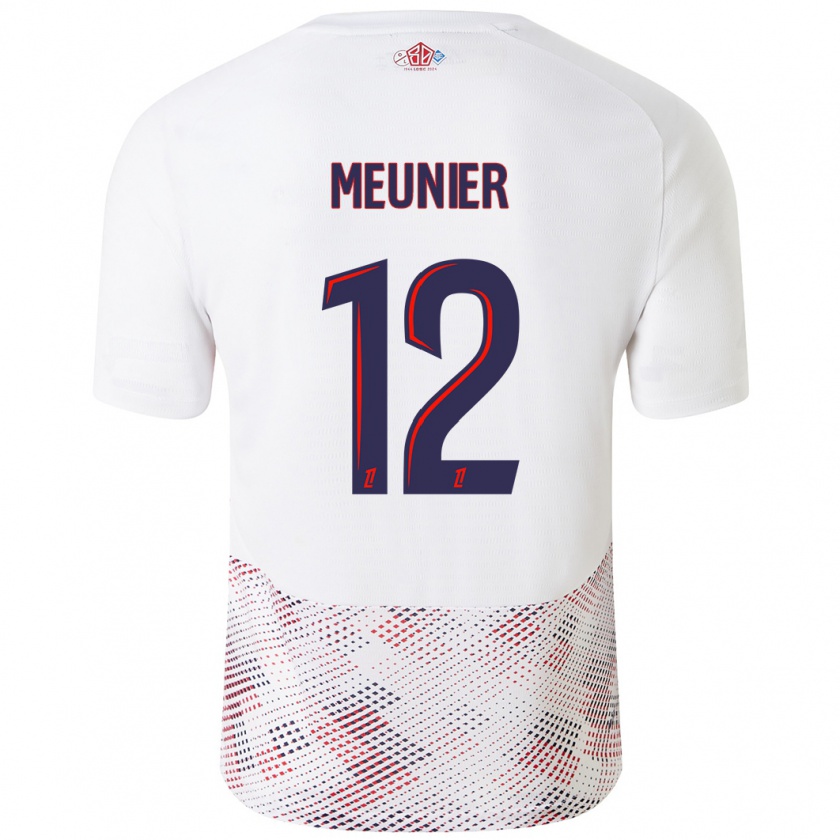 Kandiny Kinderen Thomas Meunier #12 Wit Koningsblauw Uitshirt Uittenue 2024/25 T-Shirt