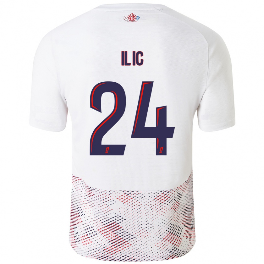 Kandiny Niño Camiseta Andrej Ilic #24 Blanco Azul Real 2ª Equipación 2024/25 La Camisa