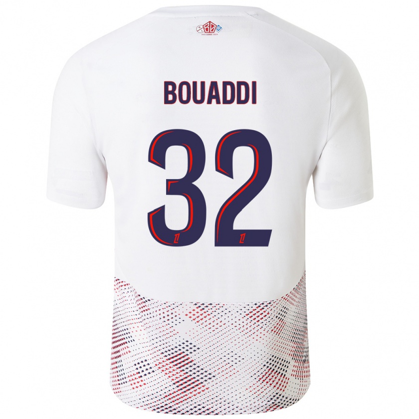 Kandiny Bambino Maglia Ayyoub Bouaddi #32 Bianco Blu Reale Kit Gara Away 2024/25 Maglietta