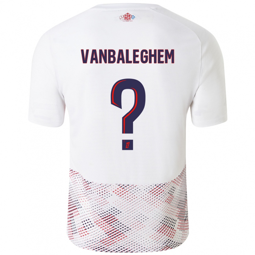 Kandiny Niño Camiseta Valentin Vanbaleghem #0 Blanco Azul Real 2ª Equipación 2024/25 La Camisa