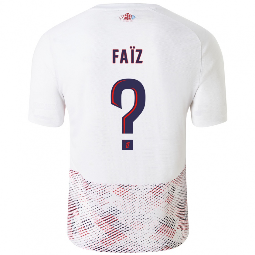 Kandiny Bambino Maglia Adame Faïz #0 Bianco Blu Reale Kit Gara Away 2024/25 Maglietta