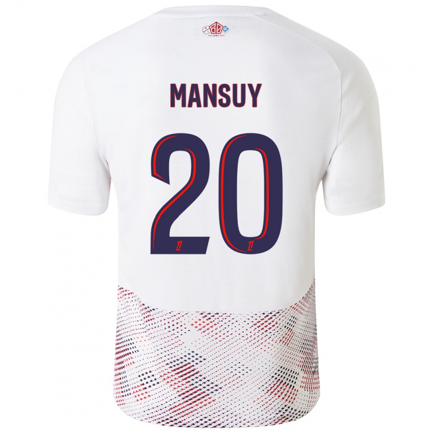 Kandiny Bambino Maglia Heloise Mansuy #20 Bianco Blu Reale Kit Gara Away 2024/25 Maglietta