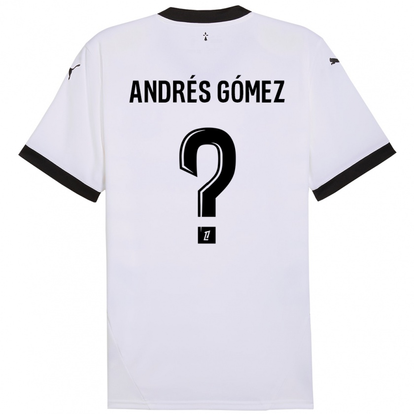 Kandiny Kinderen Carlos Andrés Gómez #0 Wit Zwart Uitshirt Uittenue 2024/25 T-Shirt België