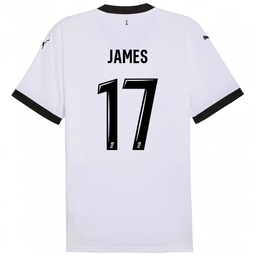 Kandiny Kinderen Jordan James #17 Wit Zwart Uitshirt Uittenue 2024/25 T-Shirt