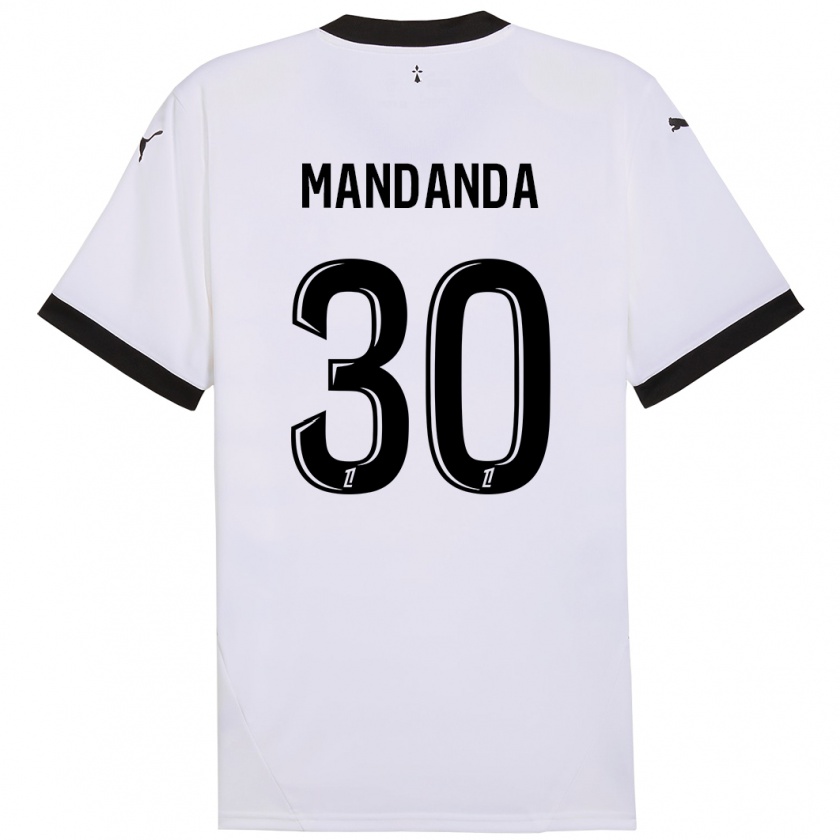 Kandiny Kinderen Steve Mandanda #30 Wit Zwart Uitshirt Uittenue 2024/25 T-Shirt België