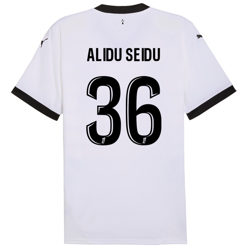 Kandiny Niño Camiseta Alidu Seidu #36 Blanco Negro 2ª Equipación 2024/25 La Camisa