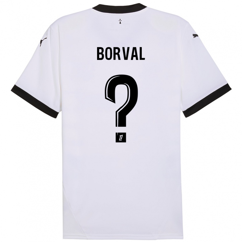 Kandiny Bambino Maglia Cyril Borval #0 Bianco Nero Kit Gara Away 2024/25 Maglietta