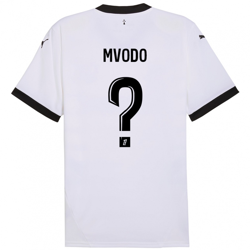 Kandiny Bambino Maglia Steeve Mvodo Mvodo #0 Bianco Nero Kit Gara Away 2024/25 Maglietta