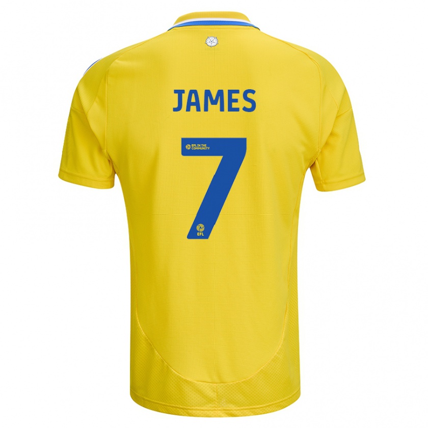 Kandiny Bambino Maglia Daniel James #7 Giallo Blu Kit Gara Away 2024/25 Maglietta