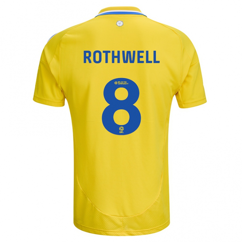 Kandiny Kinderen Joe Rothwell #8 Geel Blauw Uitshirt Uittenue 2024/25 T-Shirt