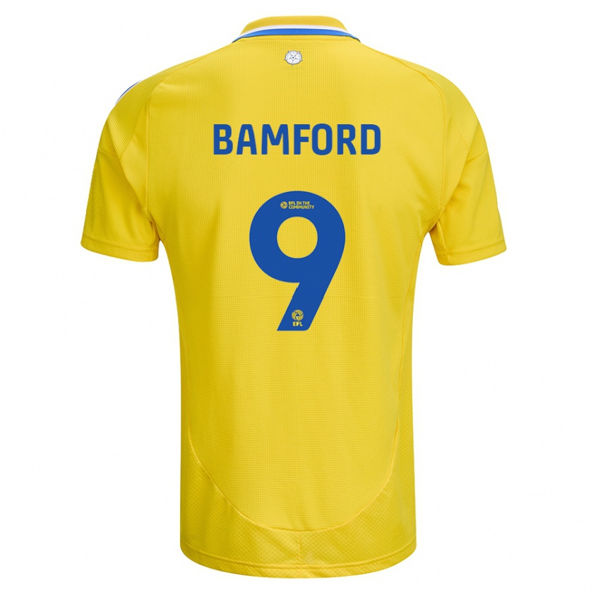 Kandiny Kinderen Patrick Bamford #9 Geel Blauw Uitshirt Uittenue 2024/25 T-Shirt België