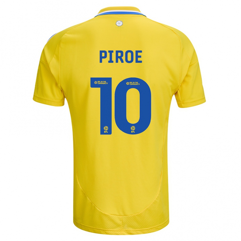 Kandiny Kinderen Joël Piroe #10 Geel Blauw Uitshirt Uittenue 2024/25 T-Shirt