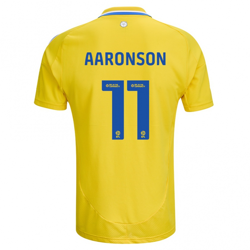 Kandiny Bambino Maglia Brenden Aaronson #11 Giallo Blu Kit Gara Away 2024/25 Maglietta