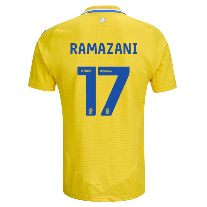 Kandiny Niño Camiseta Largie Ramazani #17 Amarillo Azul 2ª Equipación 2024/25 La Camisa