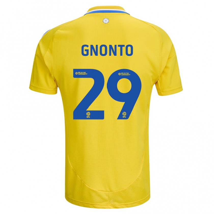 Kandiny Kinder Wilfried Gnonto #29 Gelb Blau Auswärtstrikot Trikot 2024/25 T-Shirt Österreich