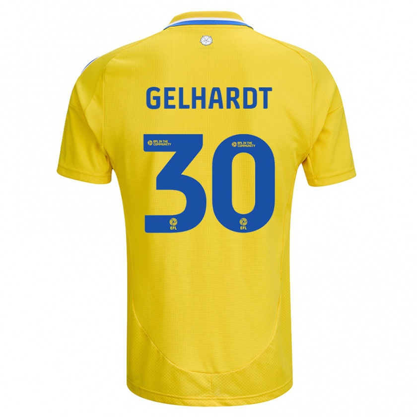 Kandiny Kinderen Joe Gelhardt #30 Geel Blauw Uitshirt Uittenue 2024/25 T-Shirt