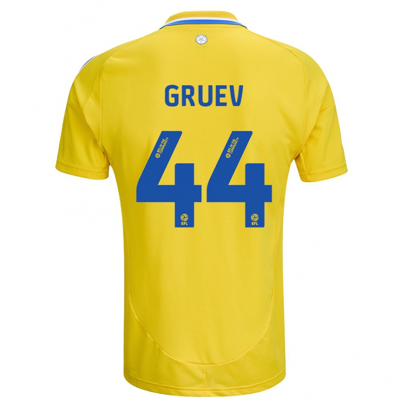 Kandiny Kinder Ilia Gruev #44 Gelb Blau Auswärtstrikot Trikot 2024/25 T-Shirt Österreich