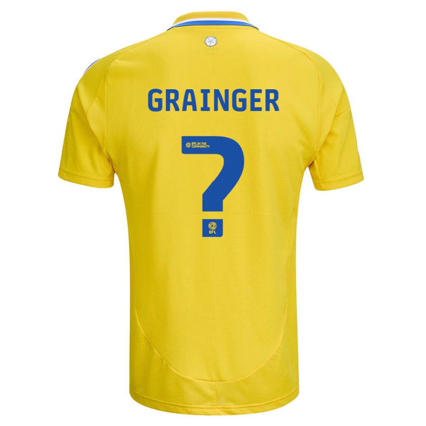 Kandiny Bambino Maglia Owen Grainger #0 Giallo Blu Kit Gara Away 2024/25 Maglietta