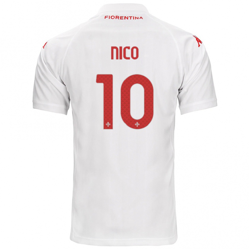 Kandiny Bambino Maglia Nico González #10 Bianco Kit Gara Away 2024/25 Maglietta