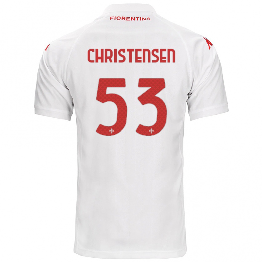 Kandiny Bambino Maglia Oliver Christensen #53 Bianco Kit Gara Away 2024/25 Maglietta