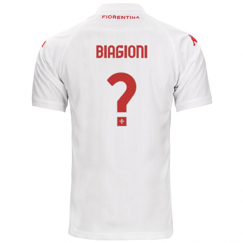 Kandiny Bambino Maglia Lorenzo Biagioni #0 Bianco Kit Gara Away 2024/25 Maglietta