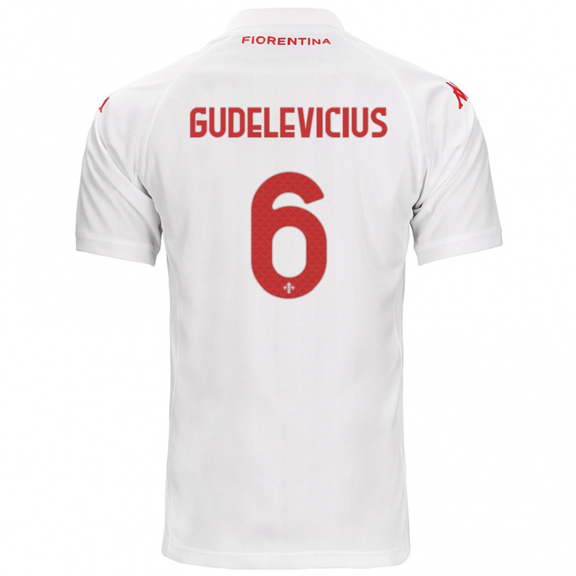 Kandiny Kinderen Ernestas Gudelevicius #6 Wit Uitshirt Uittenue 2024/25 T-Shirt