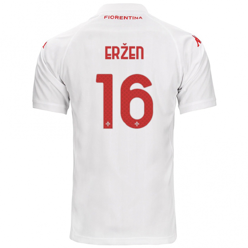 Kandiny Bambino Maglia Kaja Eržen #16 Bianco Kit Gara Away 2024/25 Maglietta