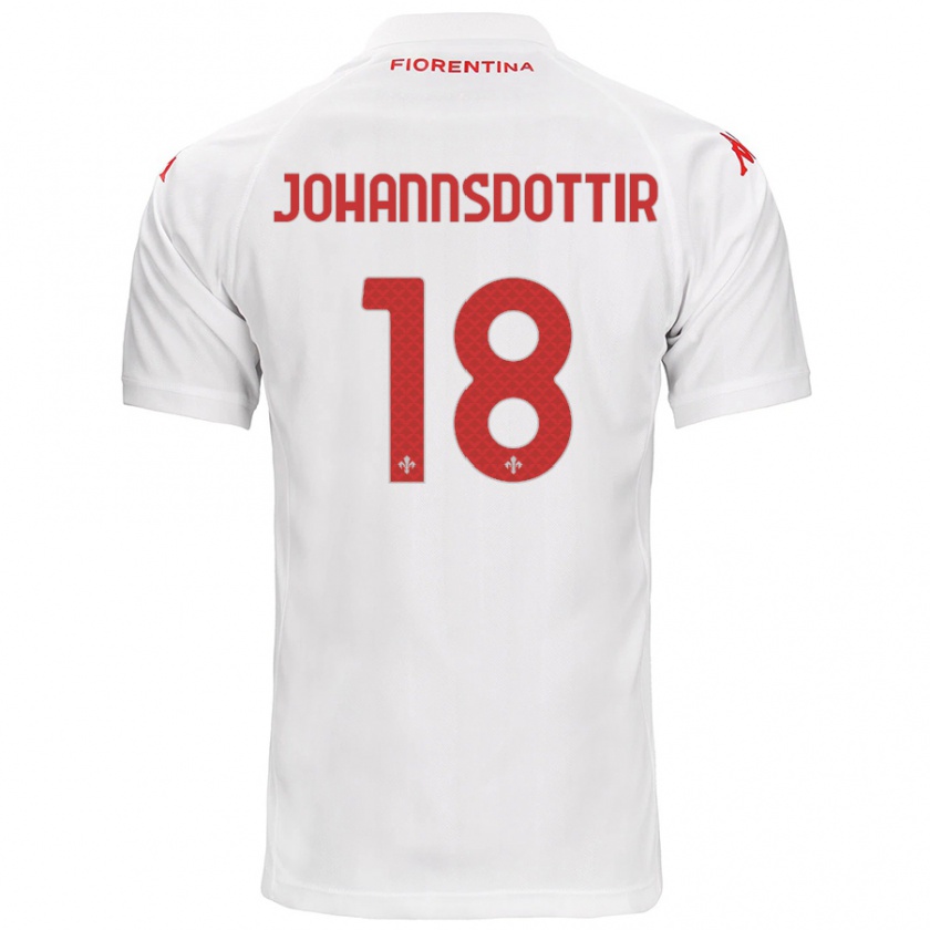 Kandiny Kinderen Alexandra Jóhannsdóttir #18 Wit Uitshirt Uittenue 2024/25 T-Shirt België